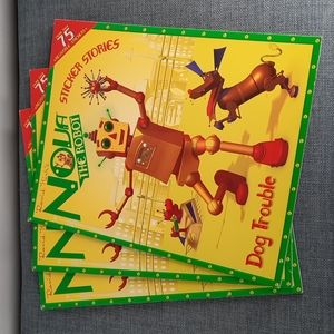 Sticker Book Set Story Storybook Stories Dog Robot Reuseable Stickers Fun Gift
